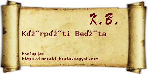 Kárpáti Beáta névjegykártya